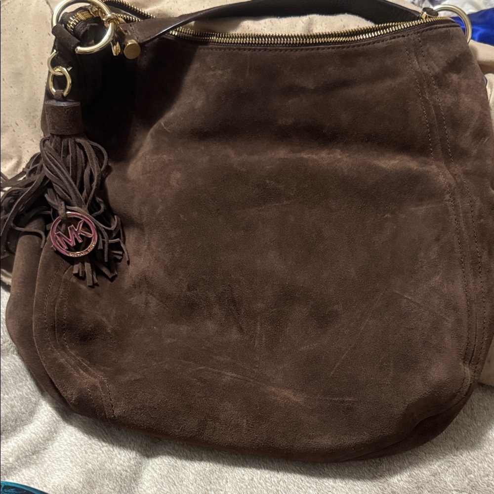Michael Kors Dark Brown Suede Hobo Bag